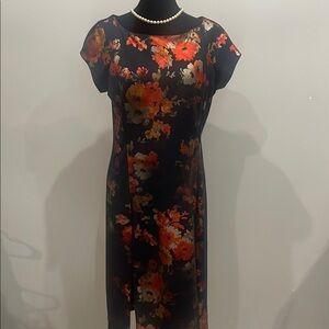 Floral Black and Orange Dress